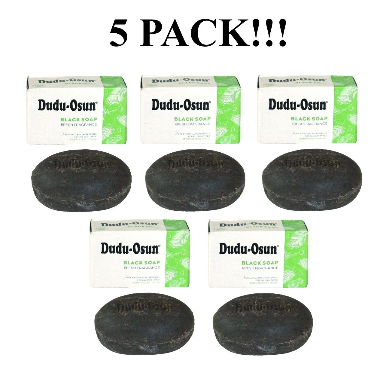 100% All Natural Dudu Osun Black Soap Anti Acne,Fungus,Blemish,Psoriasis 5 PACK!