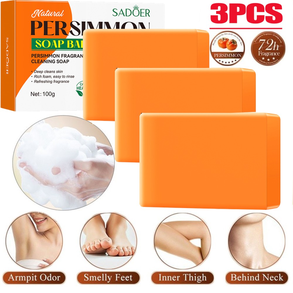 1-3XPersimmon Soap Bar Body Odor Control Deodorant Soap for for Old People Smell