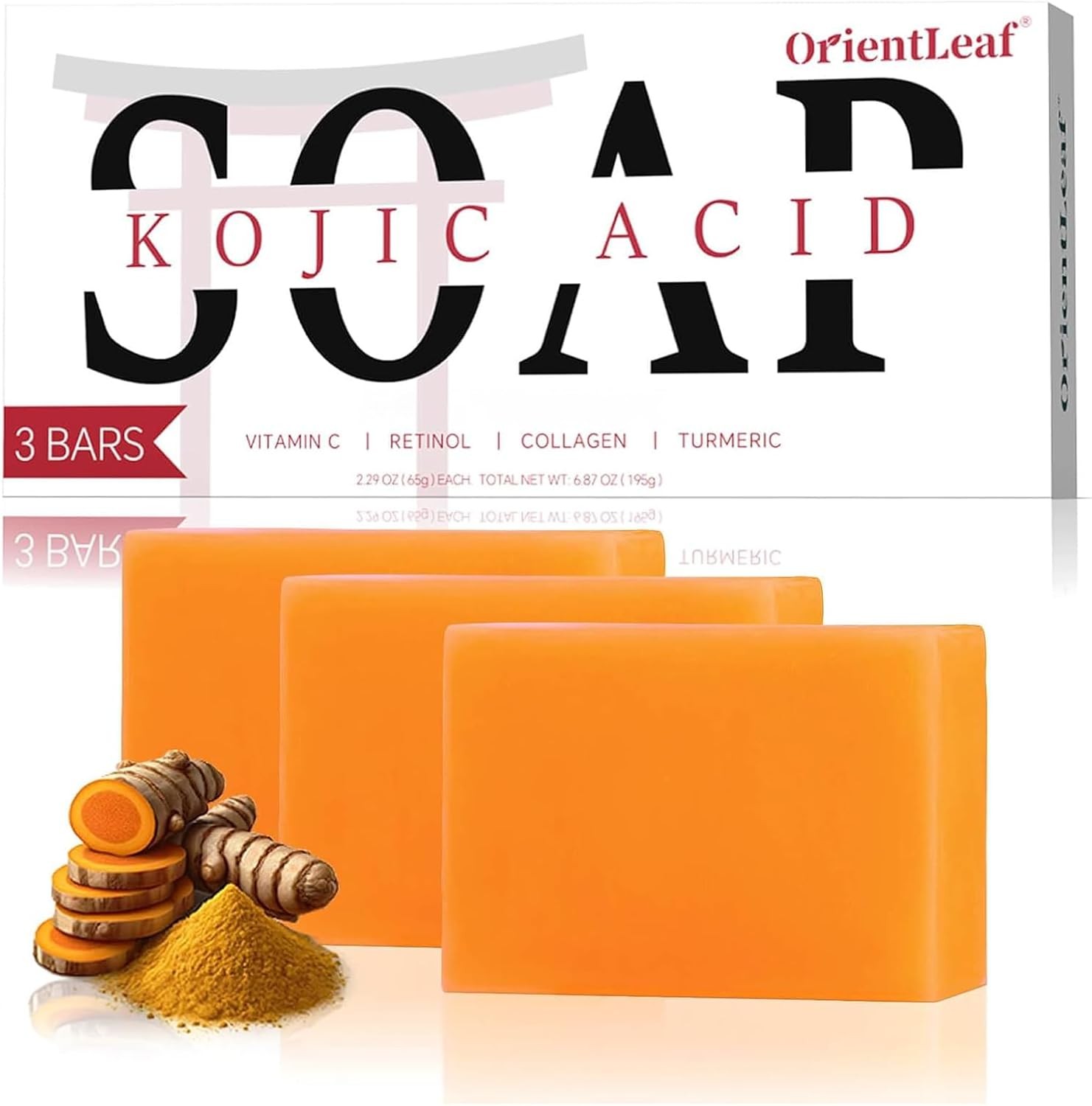 Kojic Acid Soap, Turmeric Soap Bar for Dark Spots, Fresh Citrus Scent, Gentle