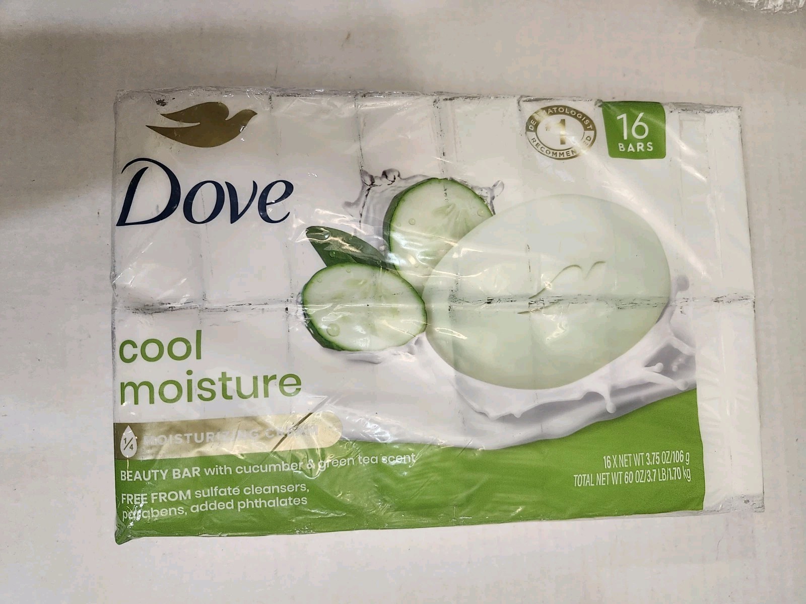 Dove Go Fresh Cool Moisture Bar 16ct 3.75oz Cucumber Green Tea Soap