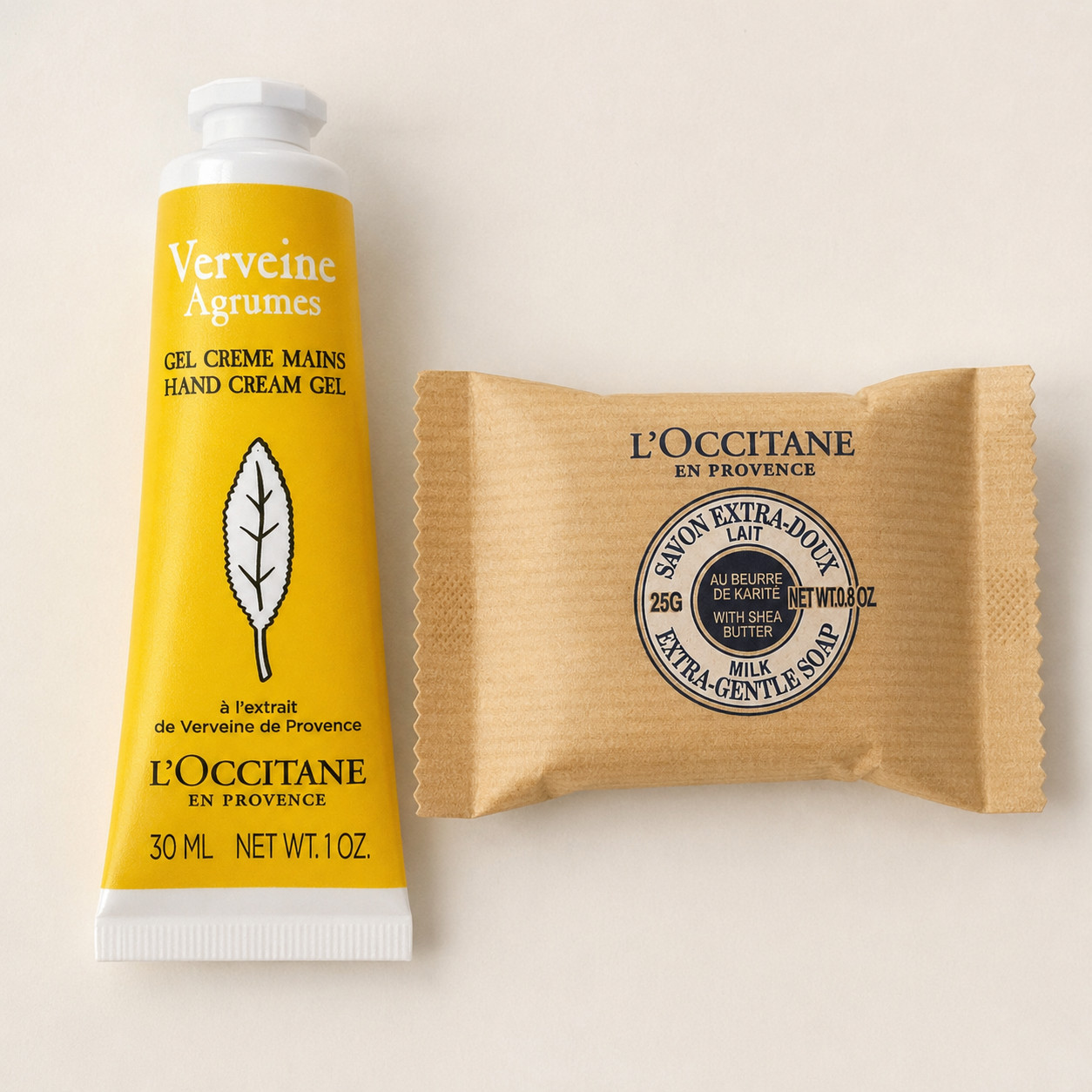 L’Occitane Citrus Verbena Hand Cream Gel 1 oz & Shea Milk Soap 0.8 oz Set