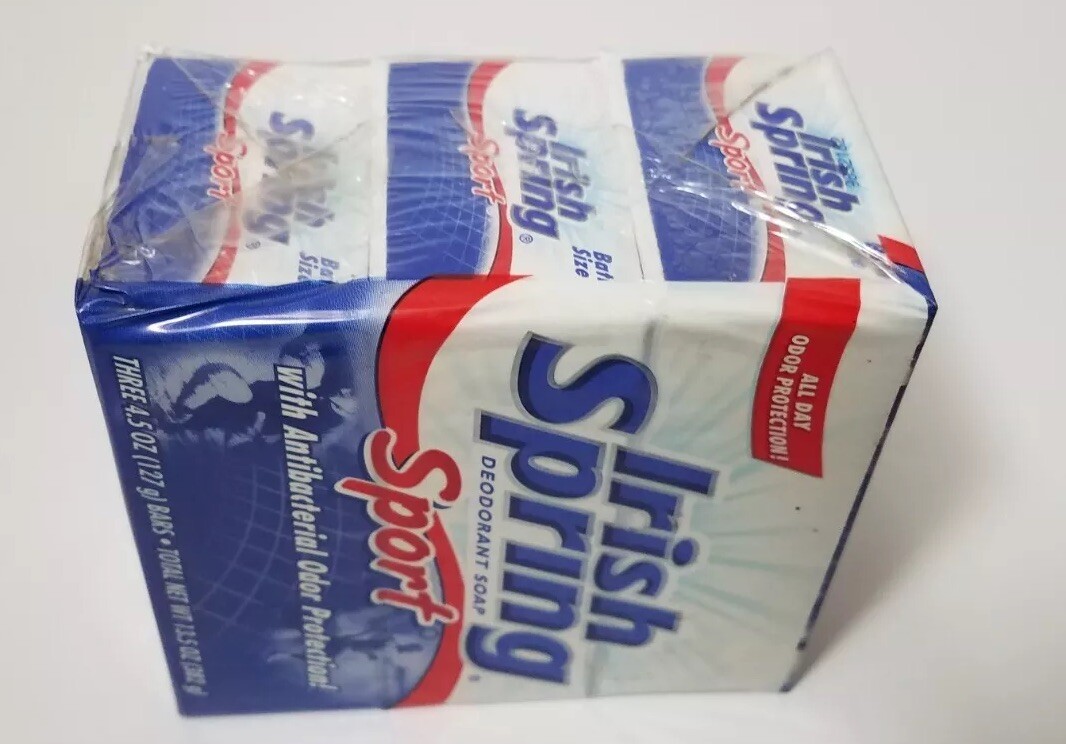 Irish Spring Sport Deodorant Bar Soap 4.5oz each bar 3-Pack Sealed VTG NEW