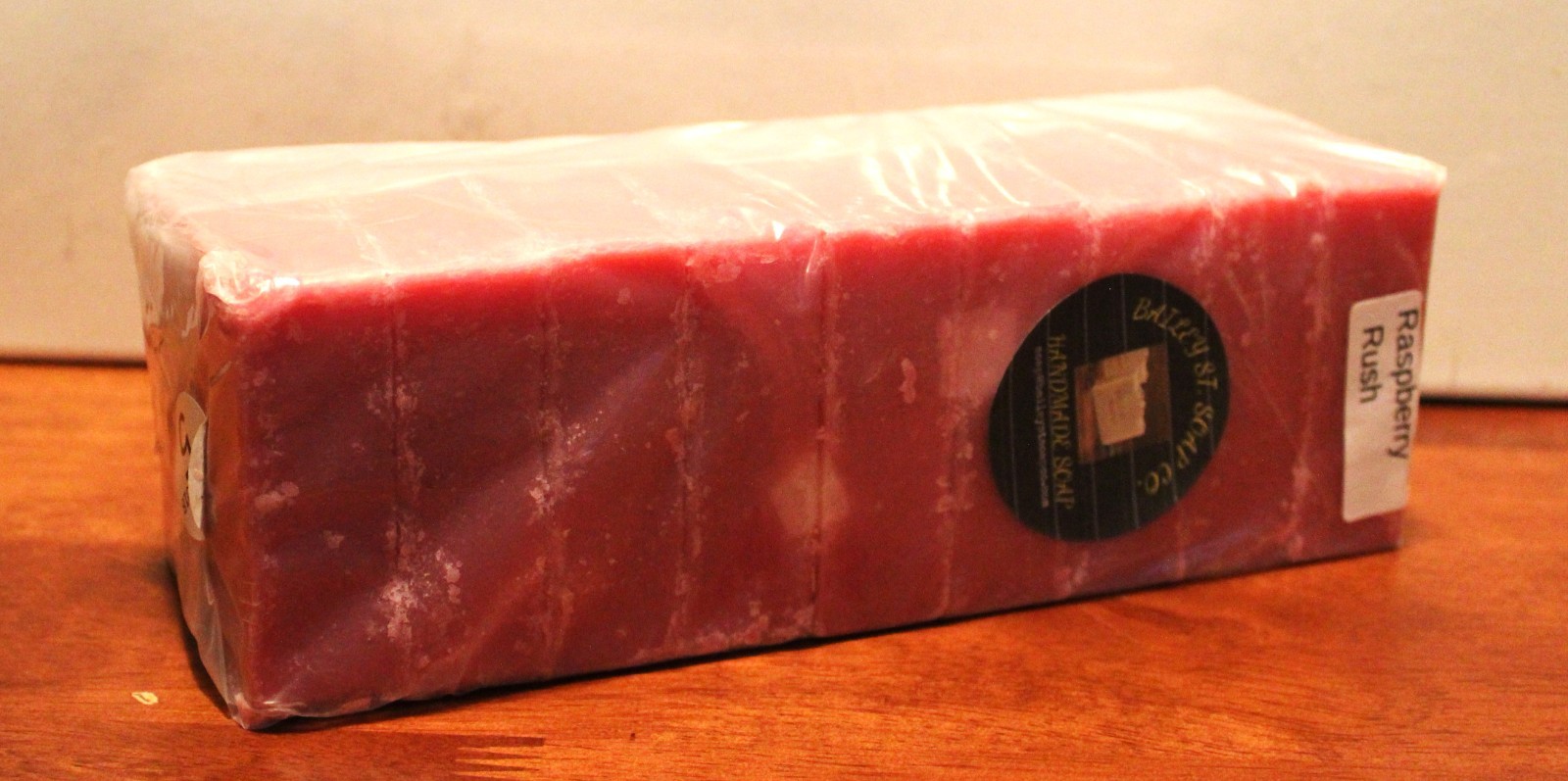 Raspberry Rush Cold Processed handmade soap loaf, 9 precut bars
