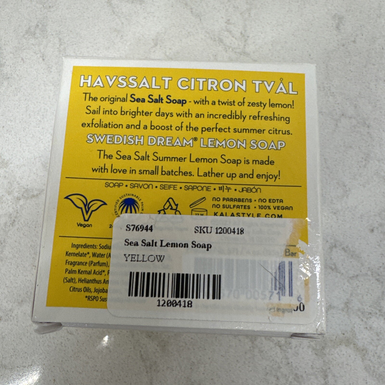 Kalastyle Sea Salt Lemon Soap | Vegan & Cruelty-Free | 4 oz bar