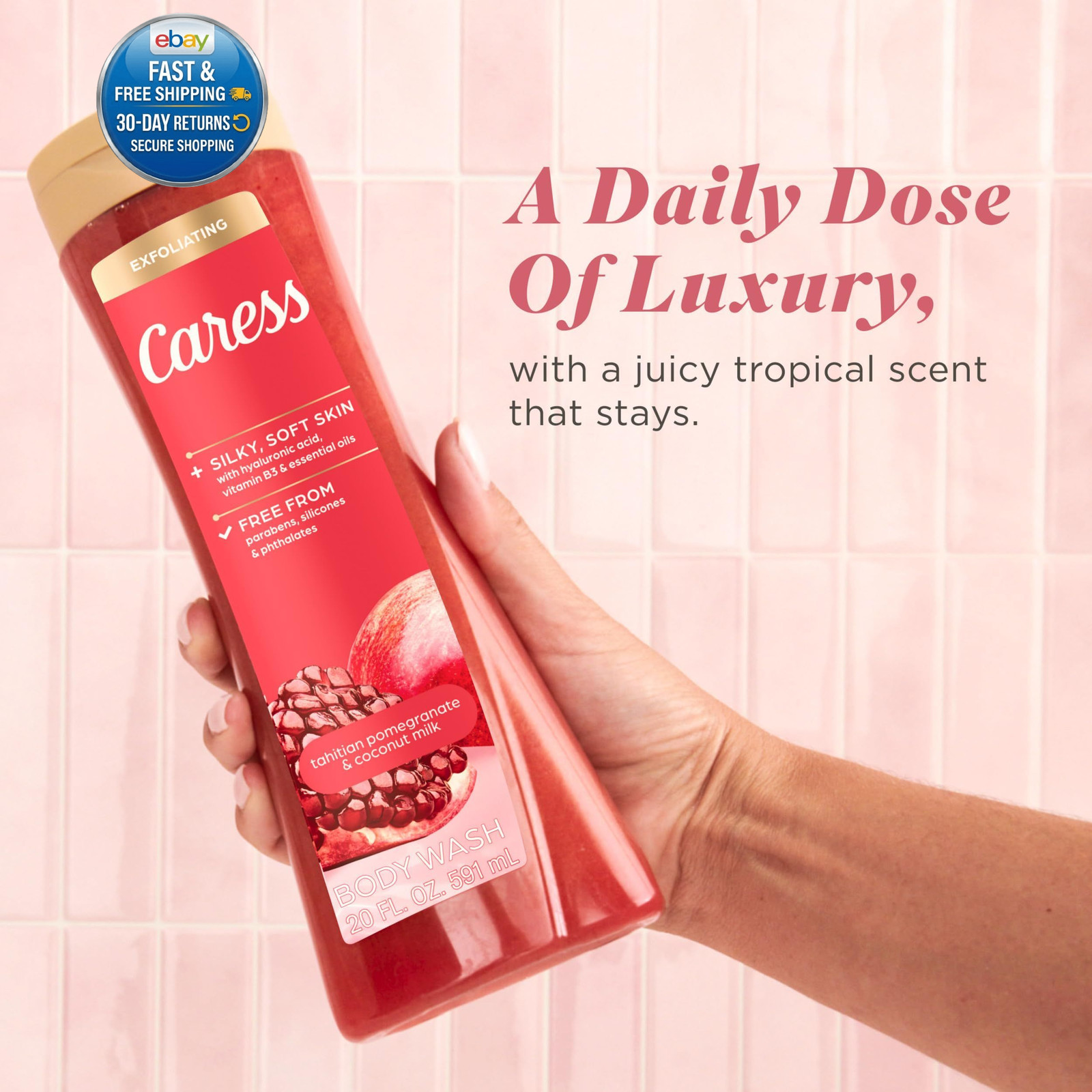 Tahitian Pomegranate & Coconut Milk Exfoliating 20 Fl Oz (Pack of 4)