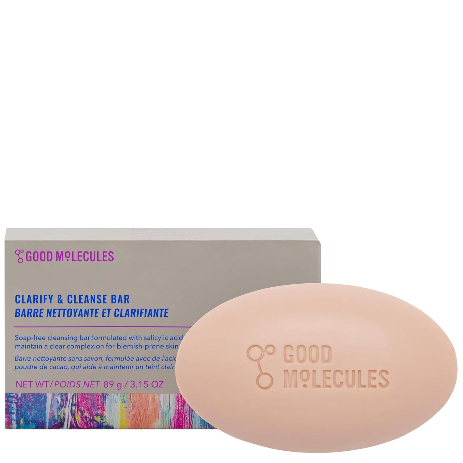 Good Molecules Clarify and Cleanse Bar – Soap-Free Bar with Salicylic Acid BHA,.