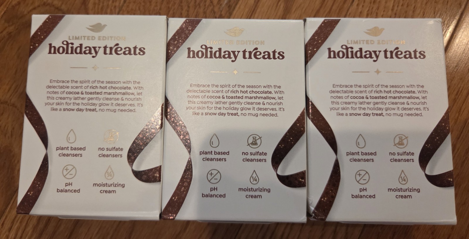Three (3) Dove Limited Edition Holiday Treats Hot Cocoa Swirl 5oz beauty bars