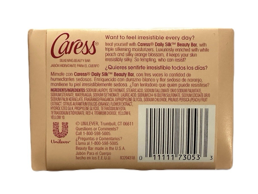 Caress Daily Silk White Peach & Silky Orange Blossom Beauty 3.15oz Bar Soap 4 Pk