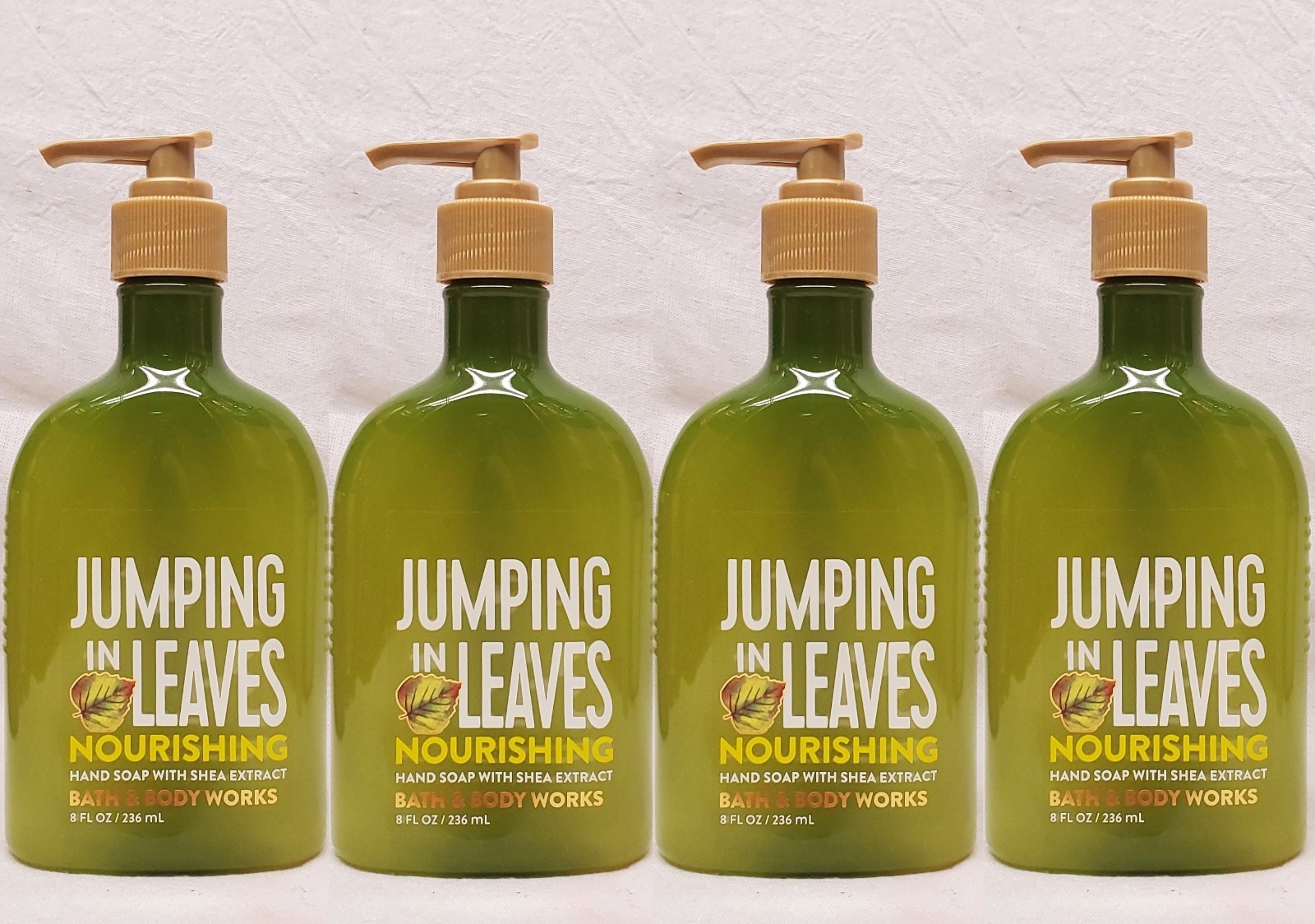4 Bath & Body Works JUMPING IN LEAVES Cleansing Gel Hand Soap 8oz ea