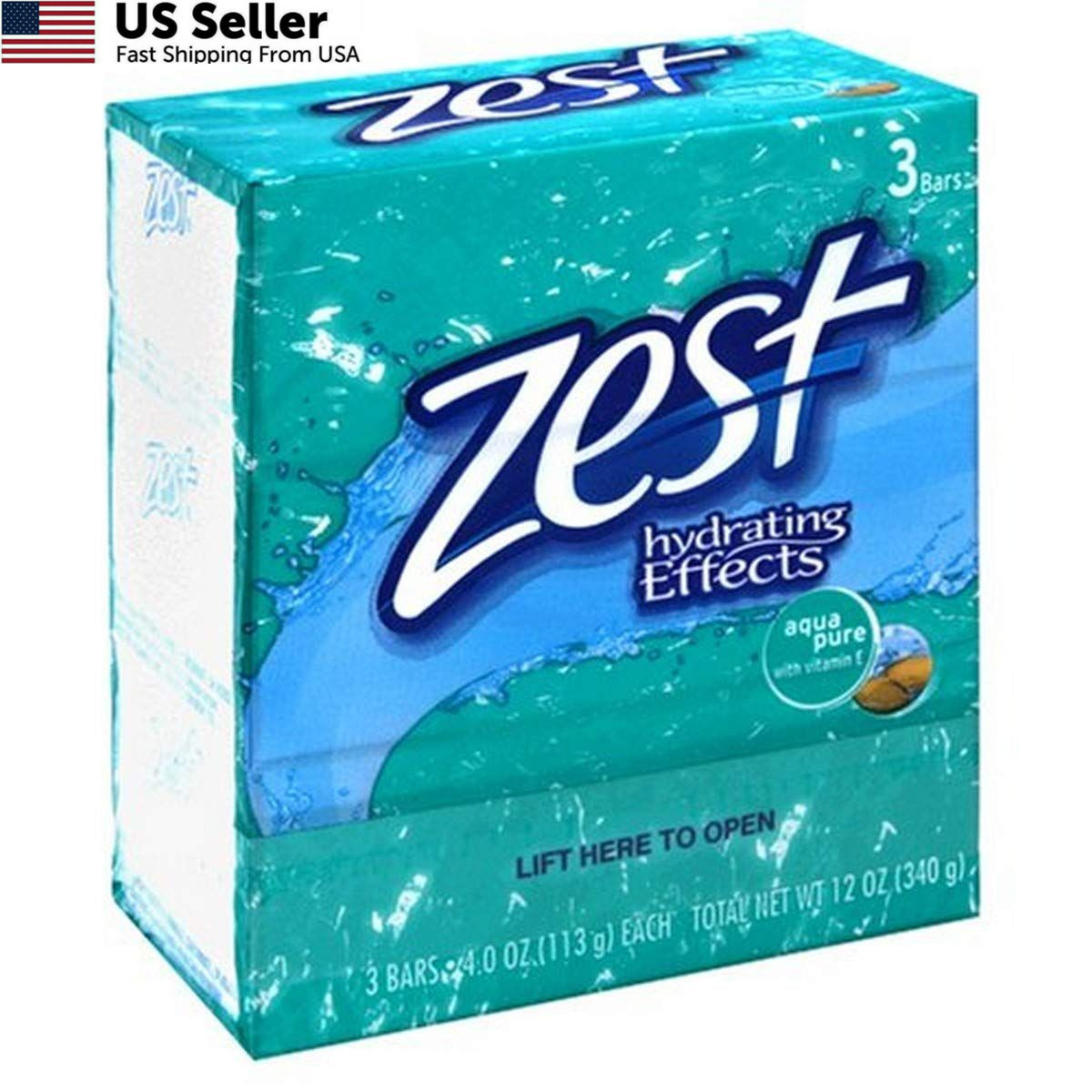 Zest 3 Bar Aqua Pure Soap, 4 oz 4 Ounce (Pack of 1)