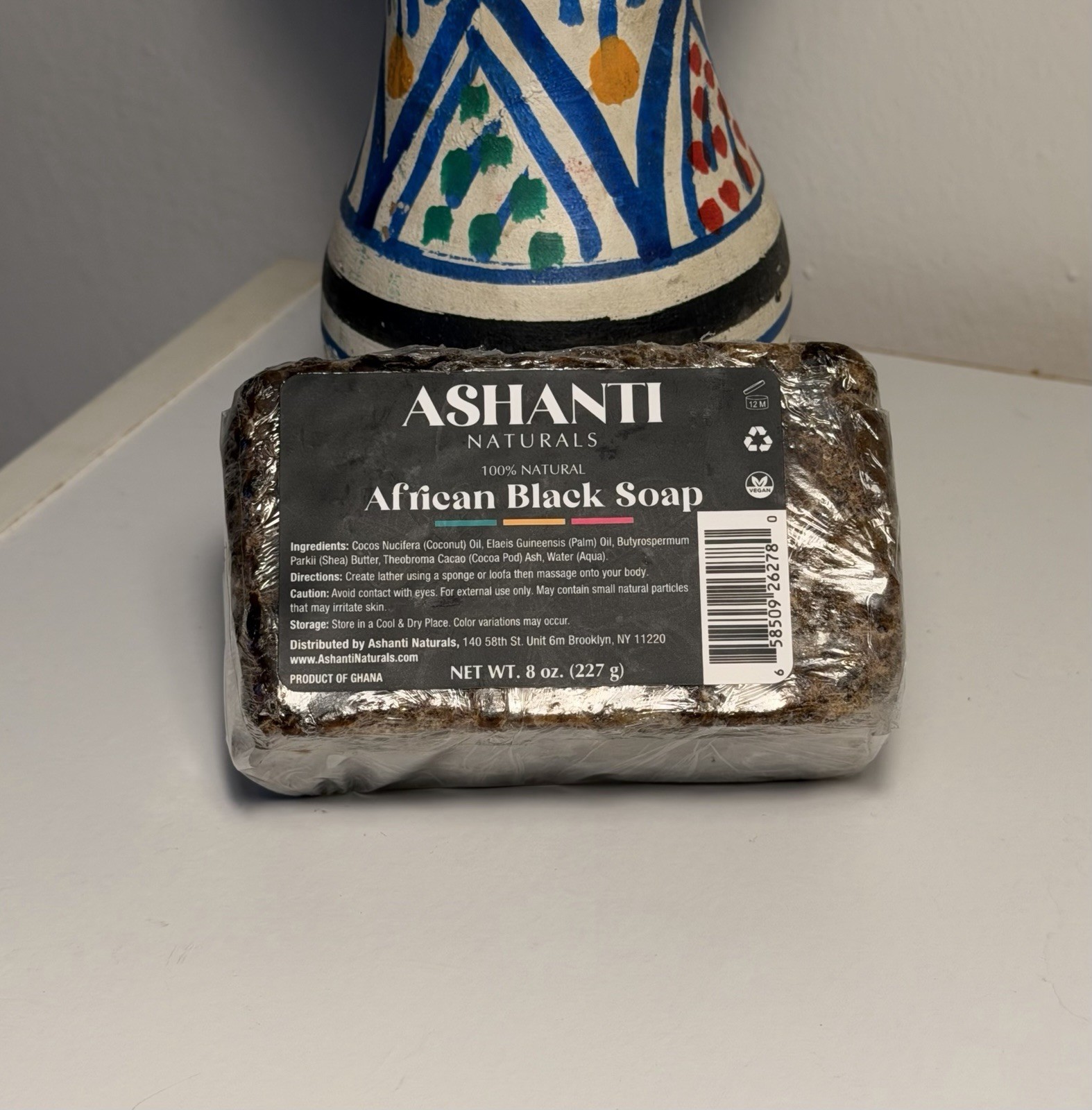 Ashanti Naturals African Black Soap Bar – 8 oz – 100% Natural Free Shipping