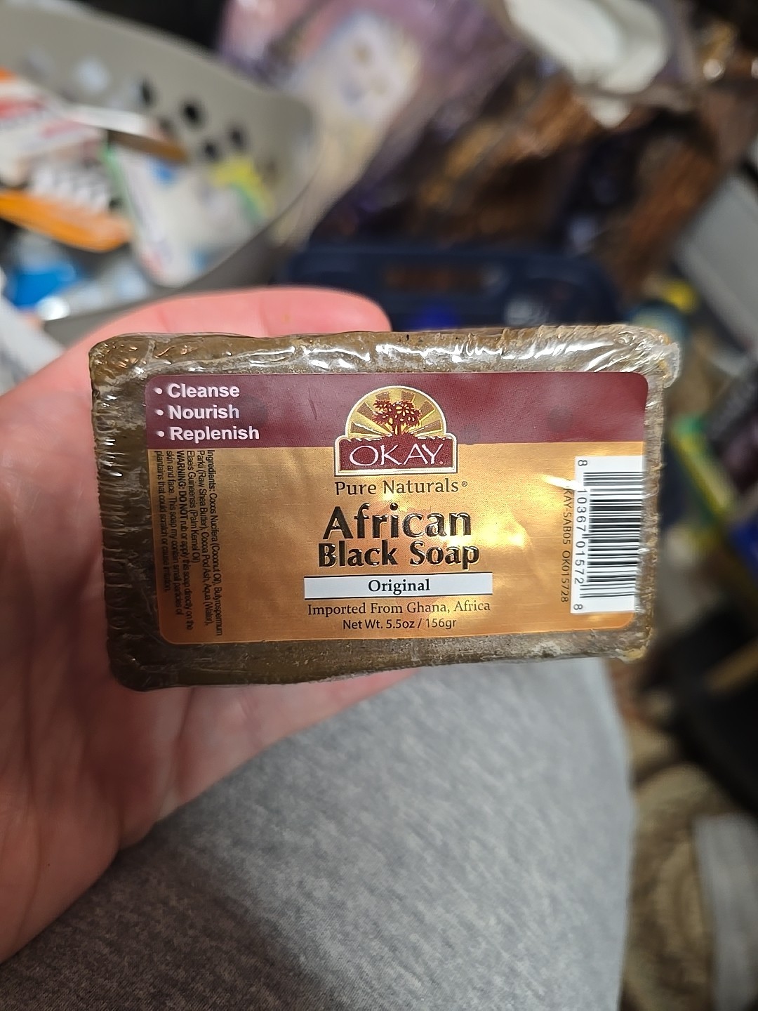 OKAY Pure Naturals African Black Bar Soap Original 5.5 oz NIPS Ghana, Africa