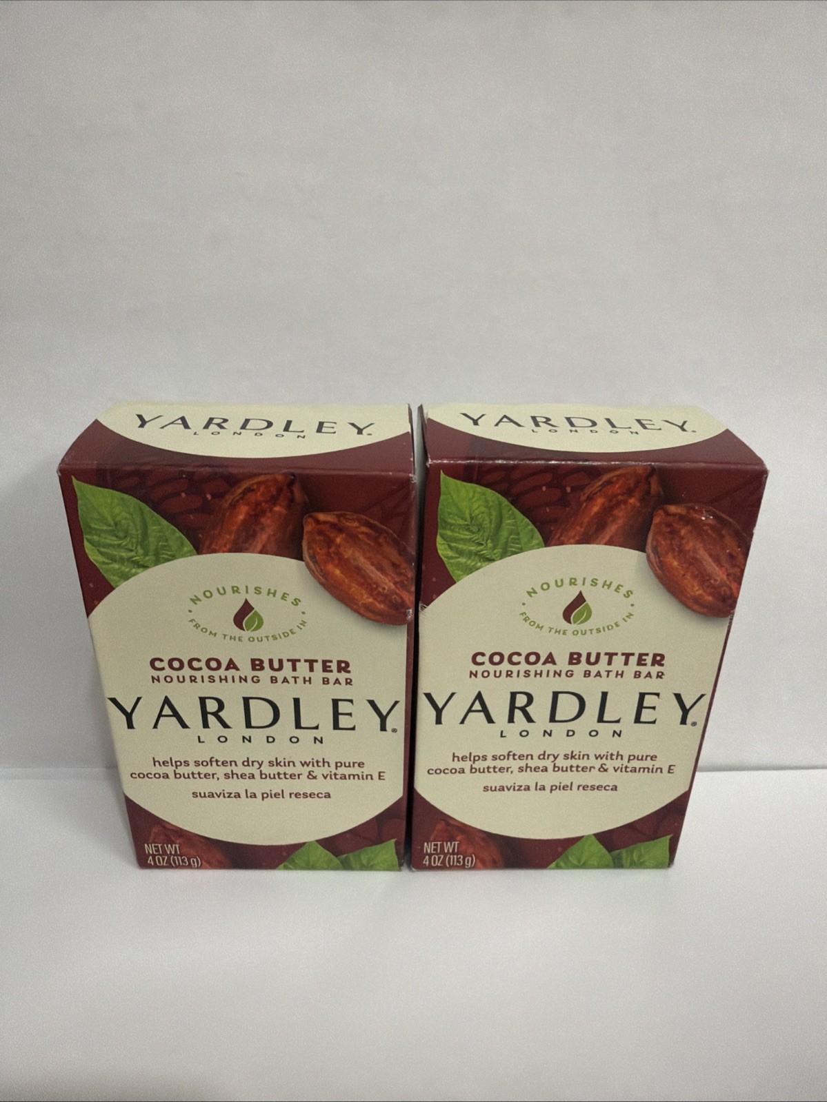 (2) Yardley London COCOA BUTTER Nourishing Bath Bar 4.0 oz Shea Butter Vitamin E