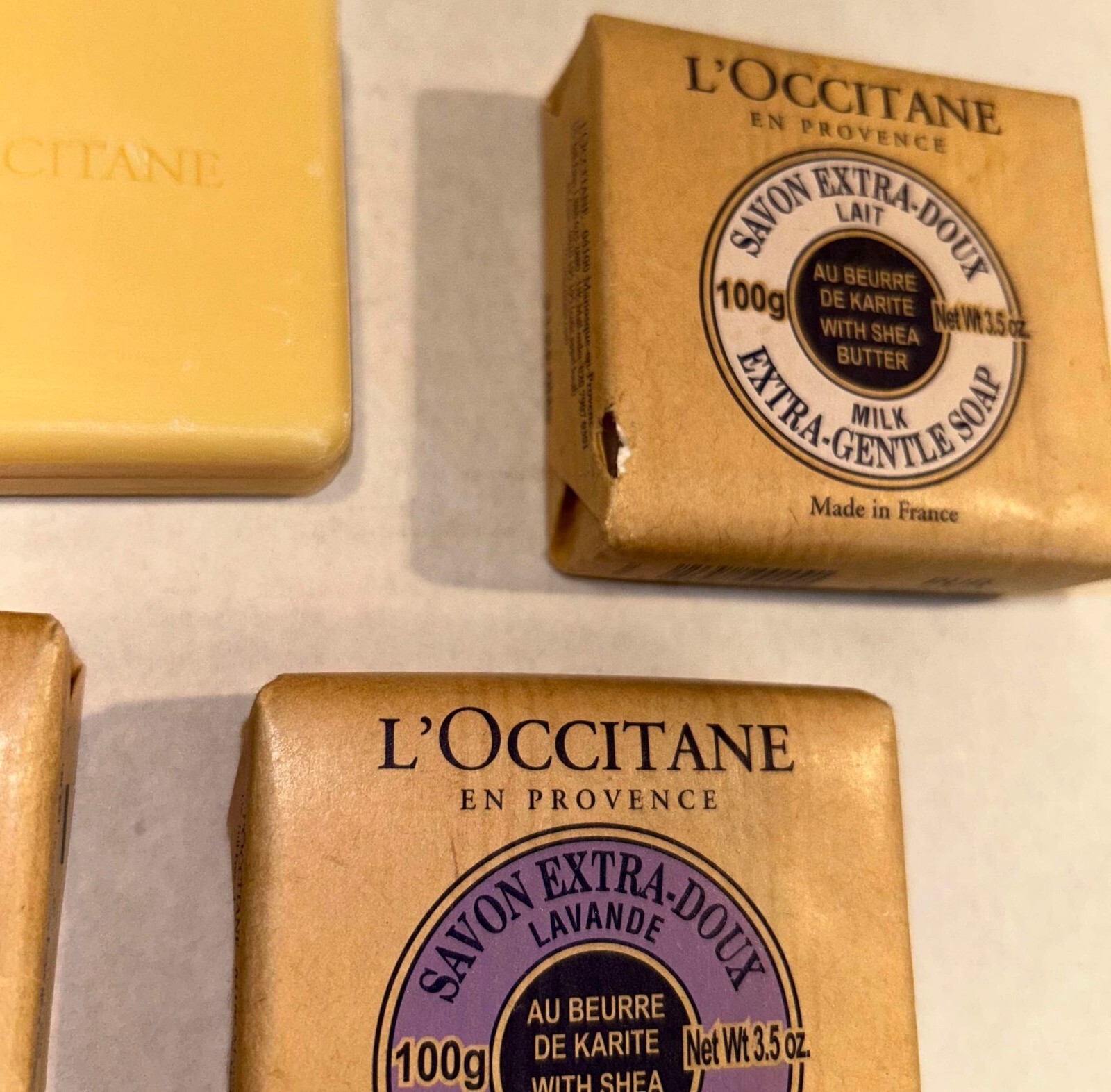 LOT (4) NEW L’Occitane Bar Square Soap Soaps Lavender Shea Butter