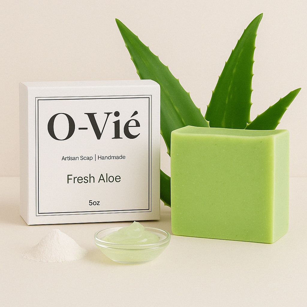 O-Vié Fresh Aloe – 3pk Natural Handmade Soap for Face & Body for all Skin, 5oz