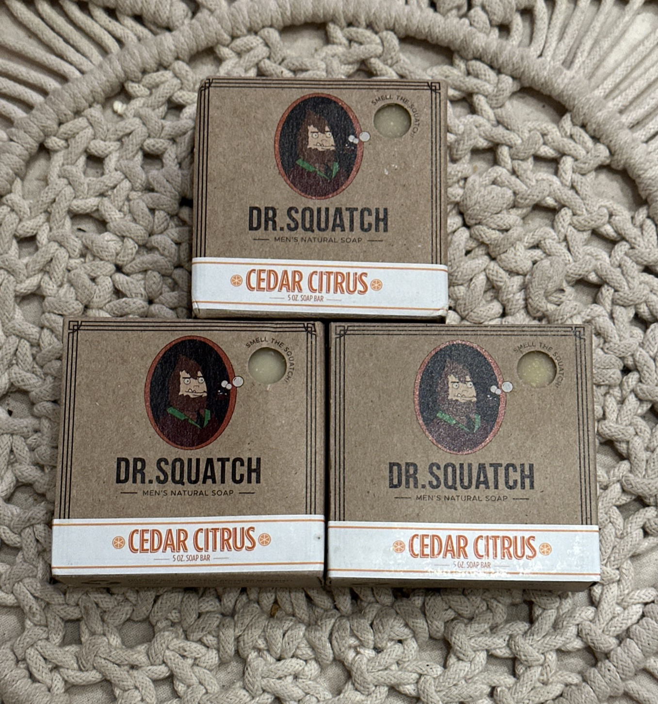 Dr. Squatch Natural Men’s Bar Soap 3 Pack-Cedar Citrus 5oz Each New