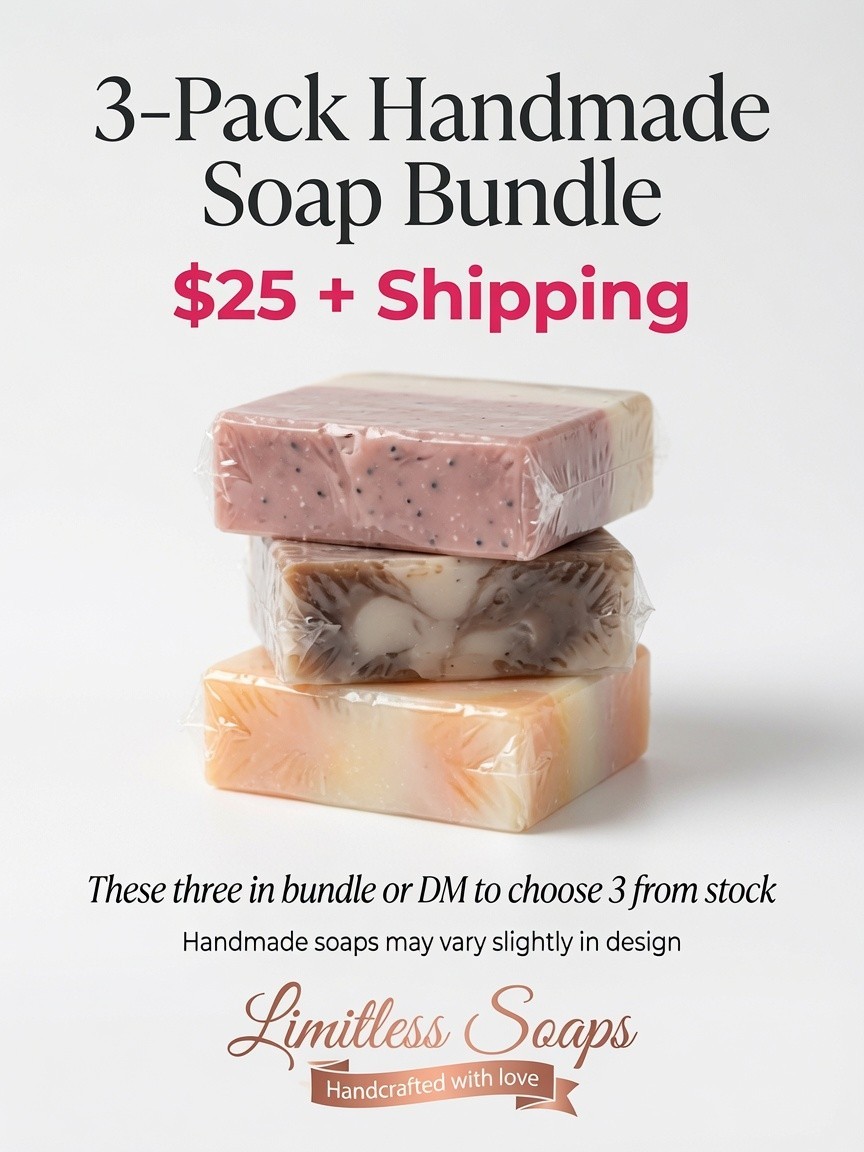 Handmade Goat Milk Tallow Soap 3 Pack Bundle