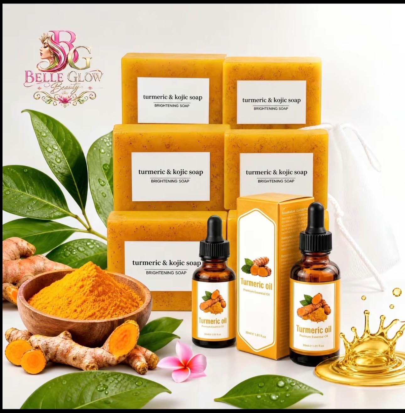 6 Soap & 2 Oil lemon turmeric kojic acid brightening soap