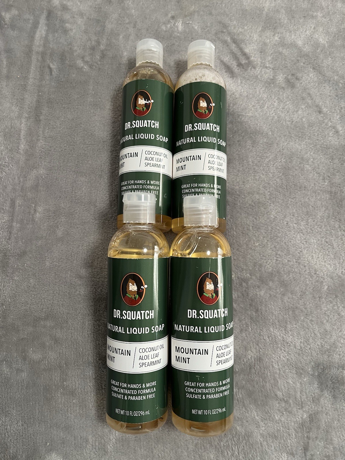 Lot of 4 Dr. Squatch Natural Liquid Soap Mountain Mint 10 oz Coconut Oil Aloe