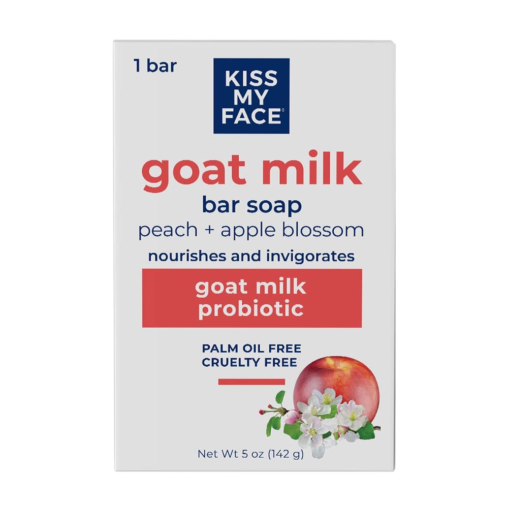 Kiss My Face Goat Milk Bar Soap – Peach + Apple 1 Count (Pack of 1),