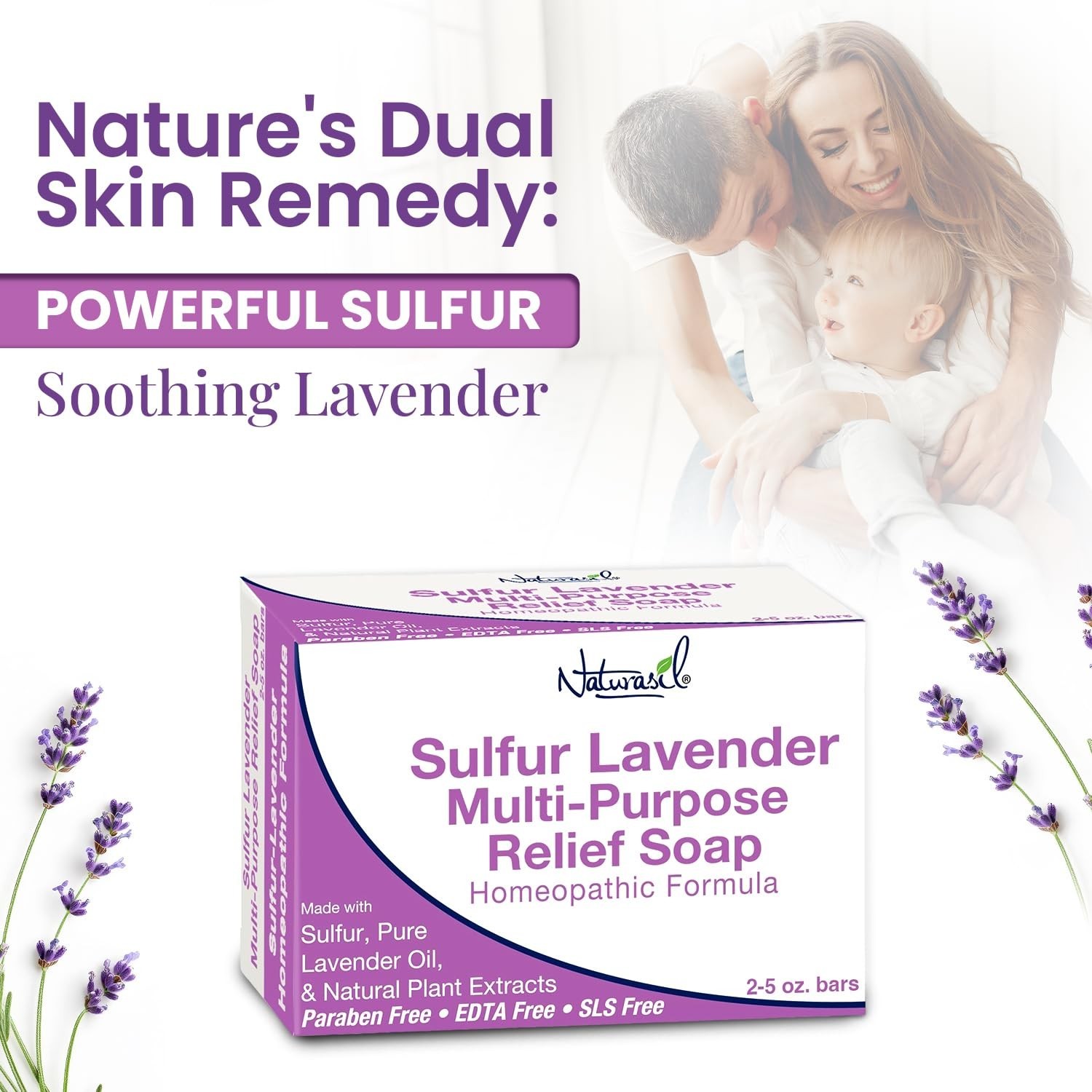 Sulfur Lavender Soap Bar Natural Skin Treatment for Acne, Bug Bites, Warts Tr…