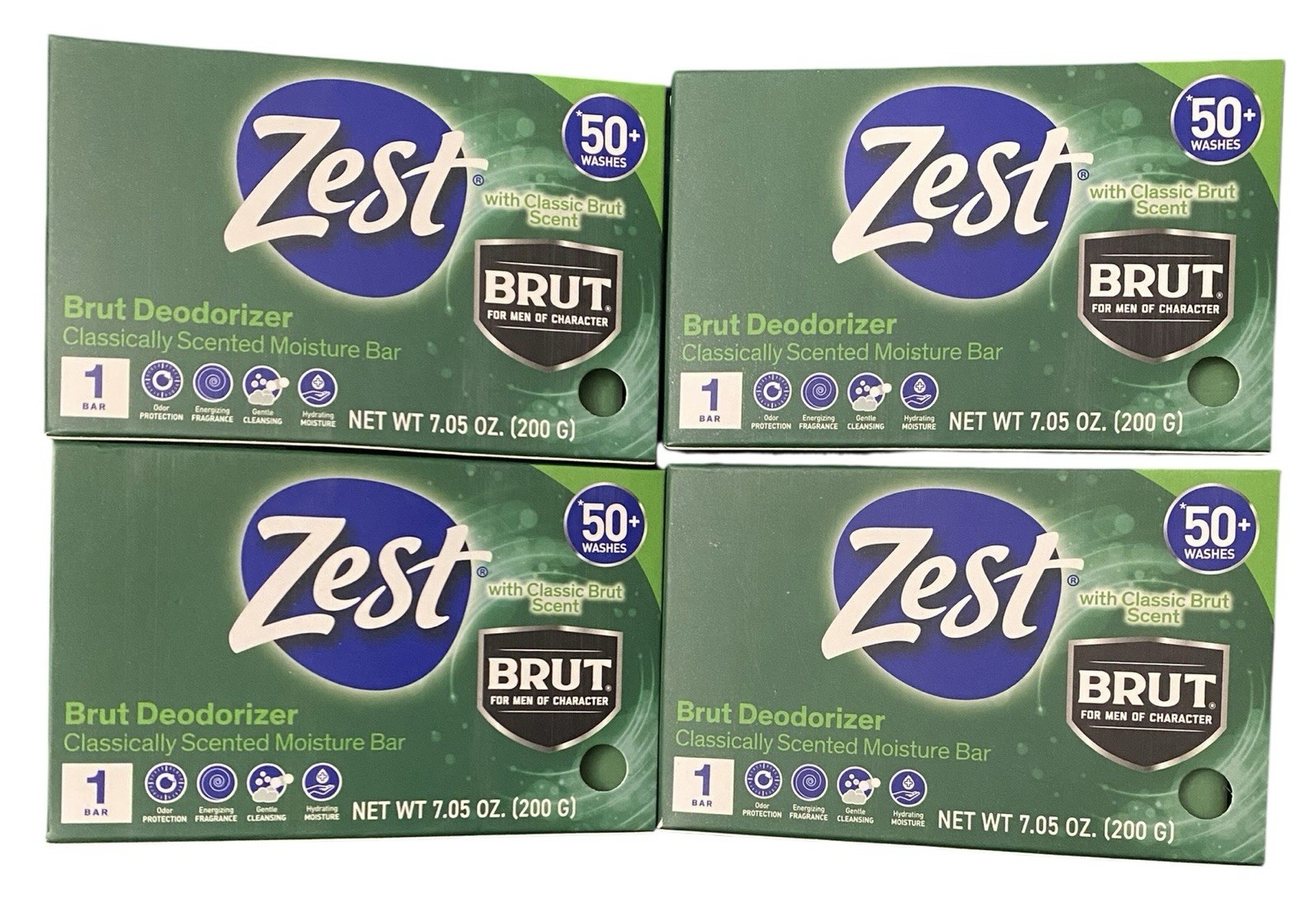 ZEST with Classic Brut Scent Moisture Bar Soap 7.05 oz 50+ Washes 4 Boxes New
