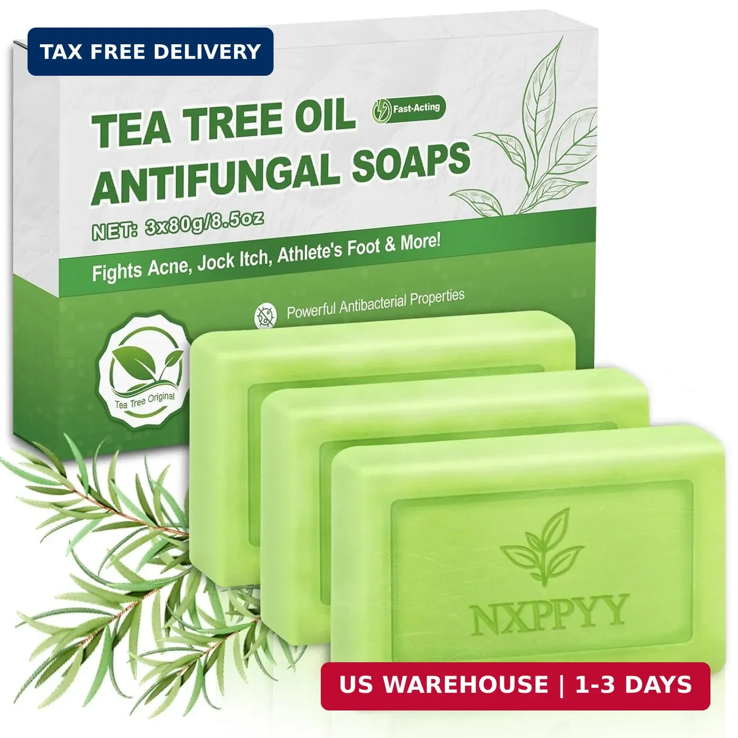 Antifungal Soap-Antibacterial Soap Bar with Tea Tree Oil- Body & Face Wash for A