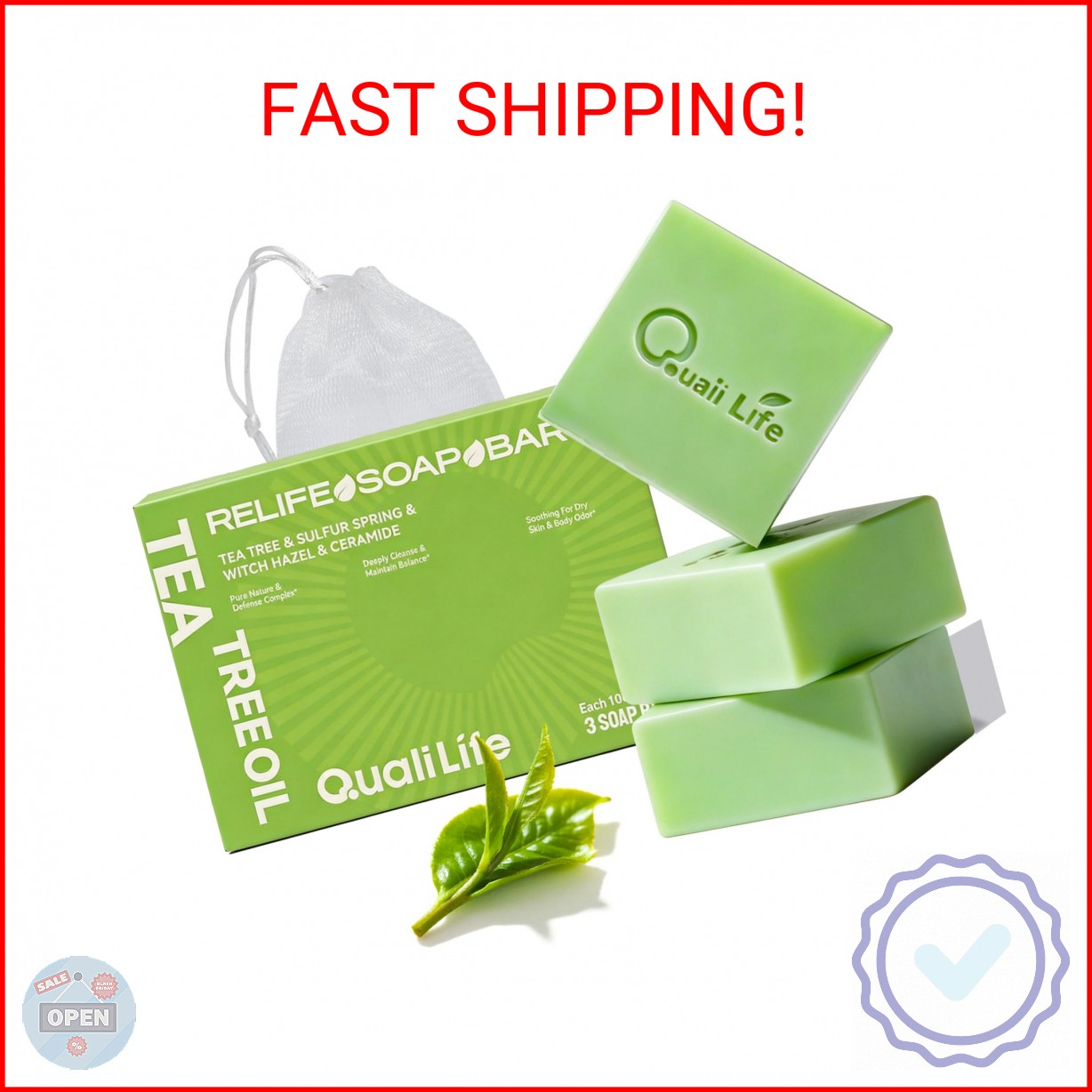 QualiLife Tea Tree Soap For Oil & Itchy Skin, Pack of 3