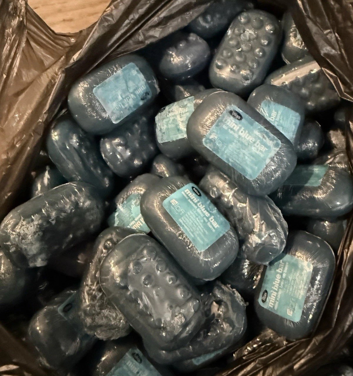 2- BLISS Mini Blue Massage Bar Soap Wrapped 1.8 oz / 51g RARE Discontinued