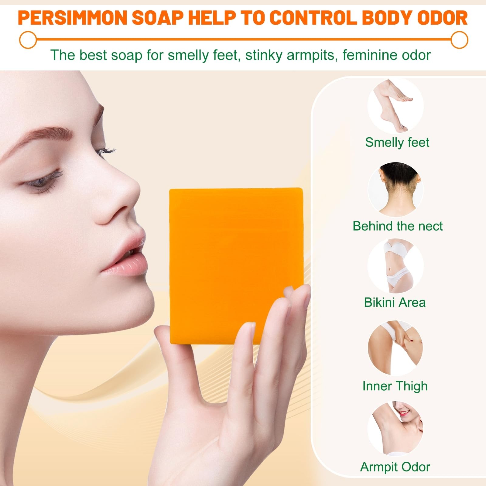 tovaginsh 3Pack Natural Persimmon Soap Bar for Body 3.53 Ounce (Pack of 3)