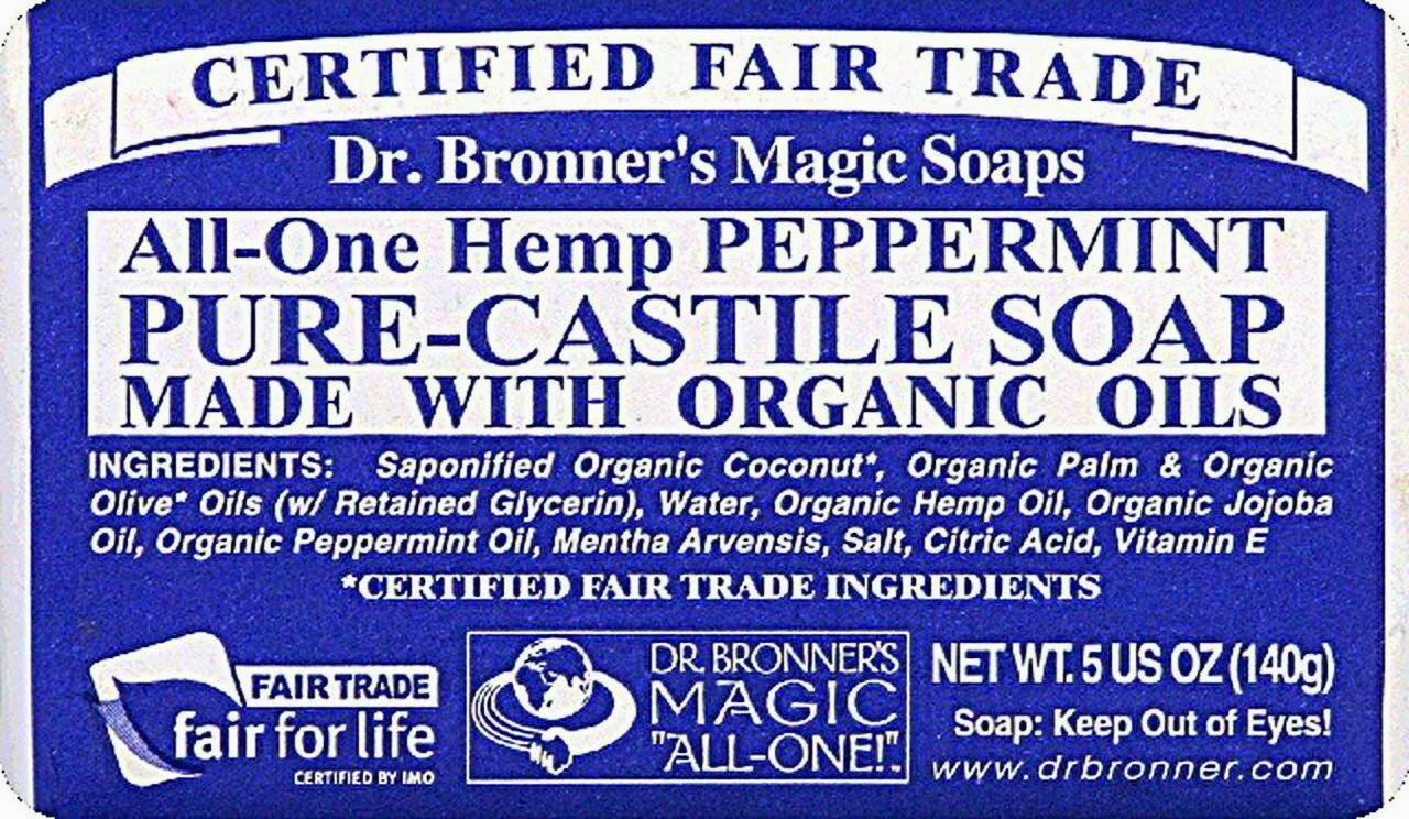1 BAR Dr. Bronner’s All-One Hemp Peppermint Pure-Castile Bar Soap 5 oz BRONNER