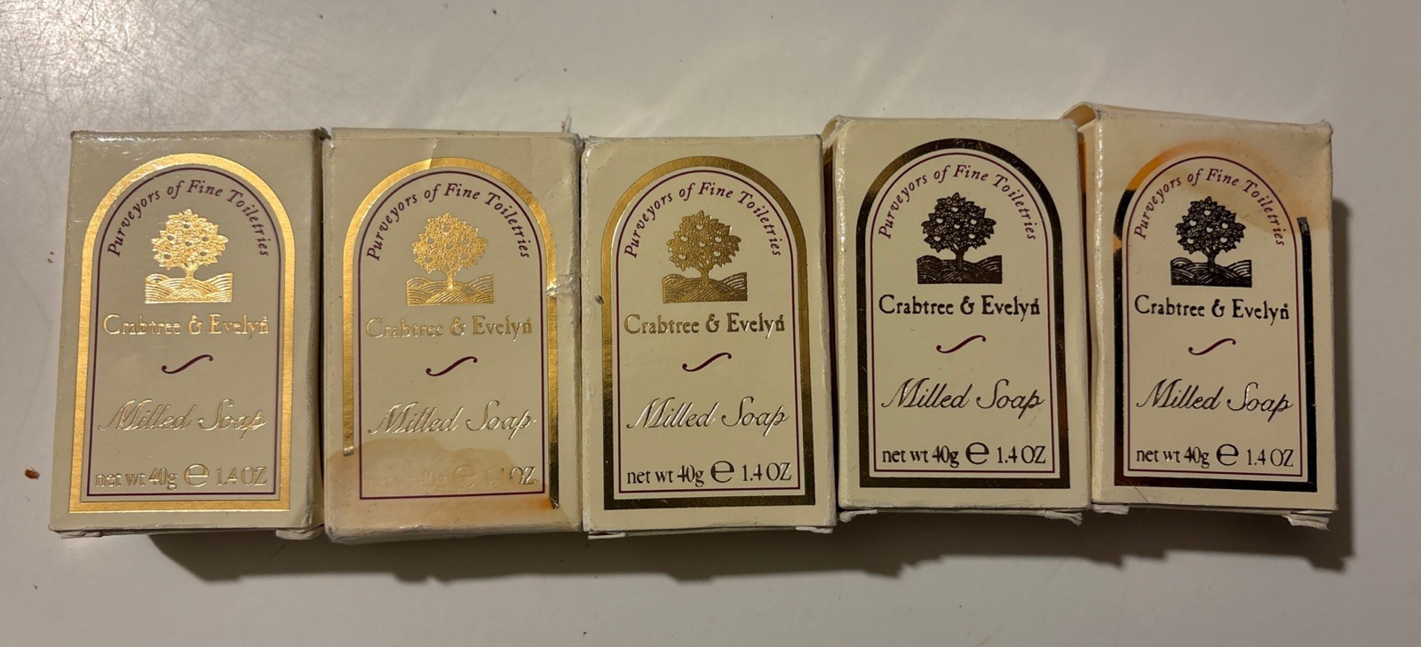 Crabtree & Evelyn 1.4 oz 40G Milled Soap Set of 4 Bars NOS 1997