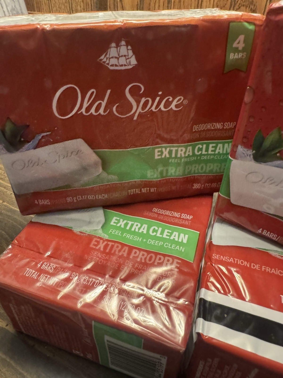 16 BARS-LOT OF 4 Packs-Old Spice Deodorizing Bar Soap Extra Clean Fresh 3.17oz