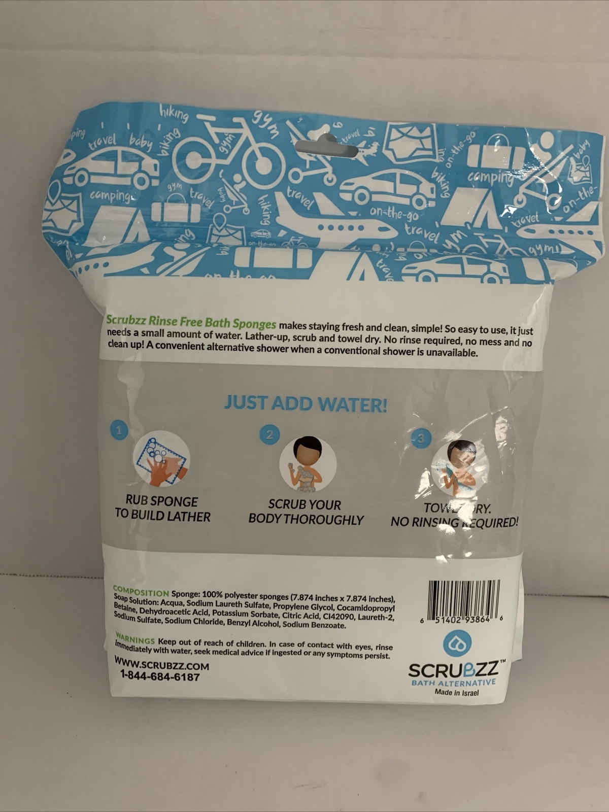 Scrubzz Disposable No Rinse Bathing Wipes – 25 Pack – All-In-1 Single Use Shower