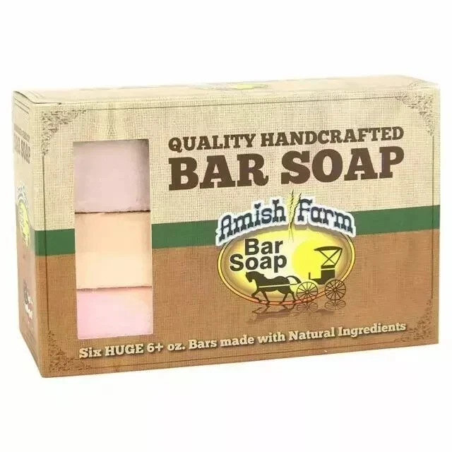 Natural Bar Soap Amish Farm Hand Cut, Hand Crafted, Six HUGE 6+oz. Bars