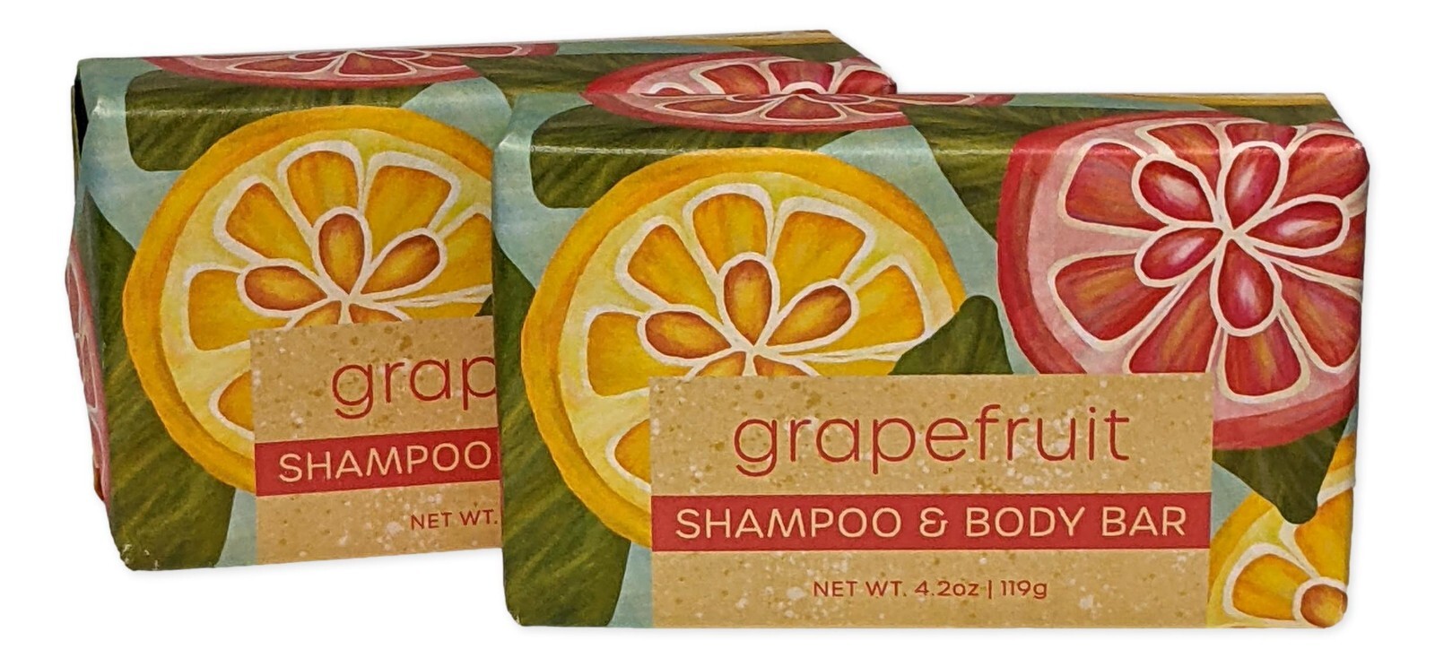 Set of 2 GRAPEFRUIT Shampoo & Body Bar, 4.2 oz. Each, by Greenwich Bay