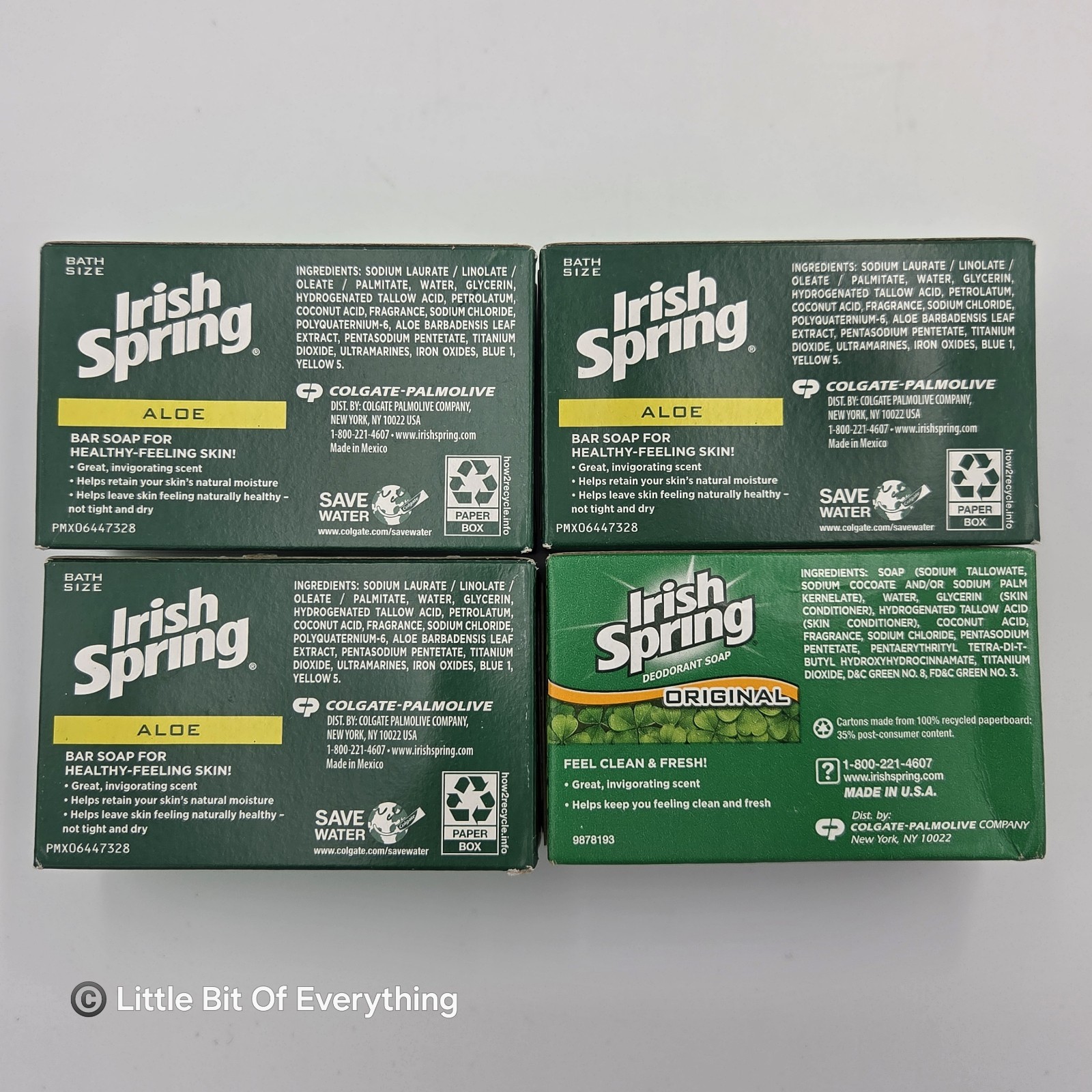 Irish Spring Deodorant Aloe (& Original) Bar Soap 4 Bars 3.75 Oz Bath Size – NOS