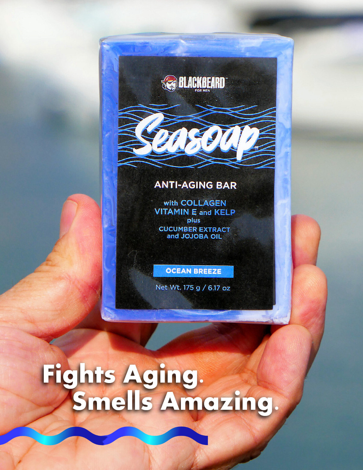 Blackbeard for Men Seasoap Anti-Aging Bar Soap w/Collagen, Vitamin E and Kelp