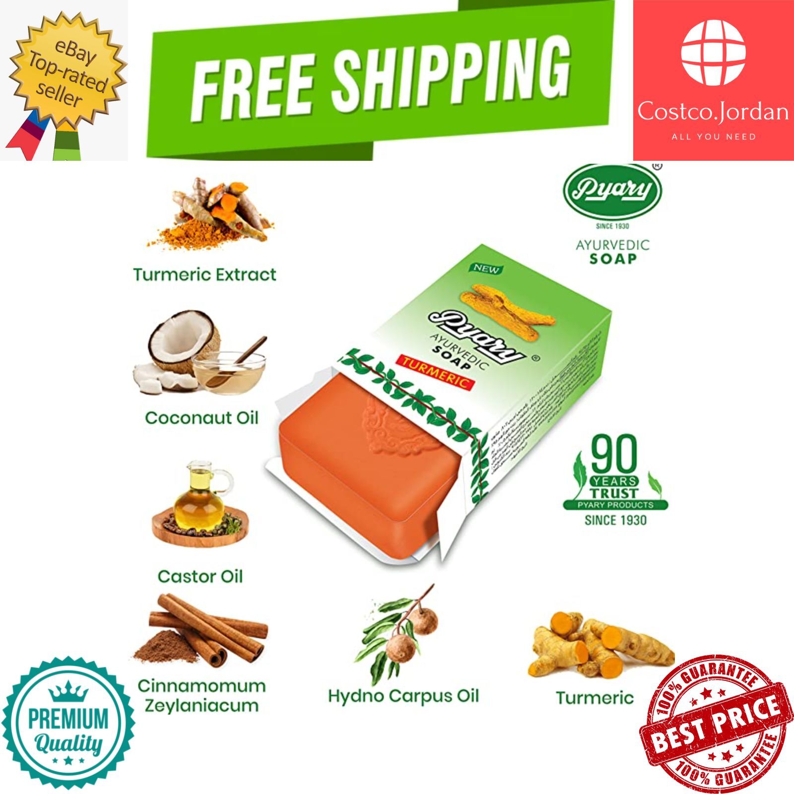 4 X Indian Pyary Turmeric Soap Turmeric – 75g Hand Made ⭐FREE SHIPPING⭐