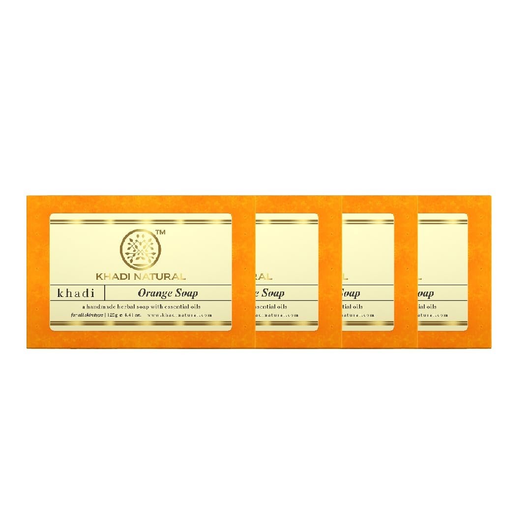 Khadi Natural Orange Soap Herbal Bathing Bar Essential Oils Gently All Skin Type