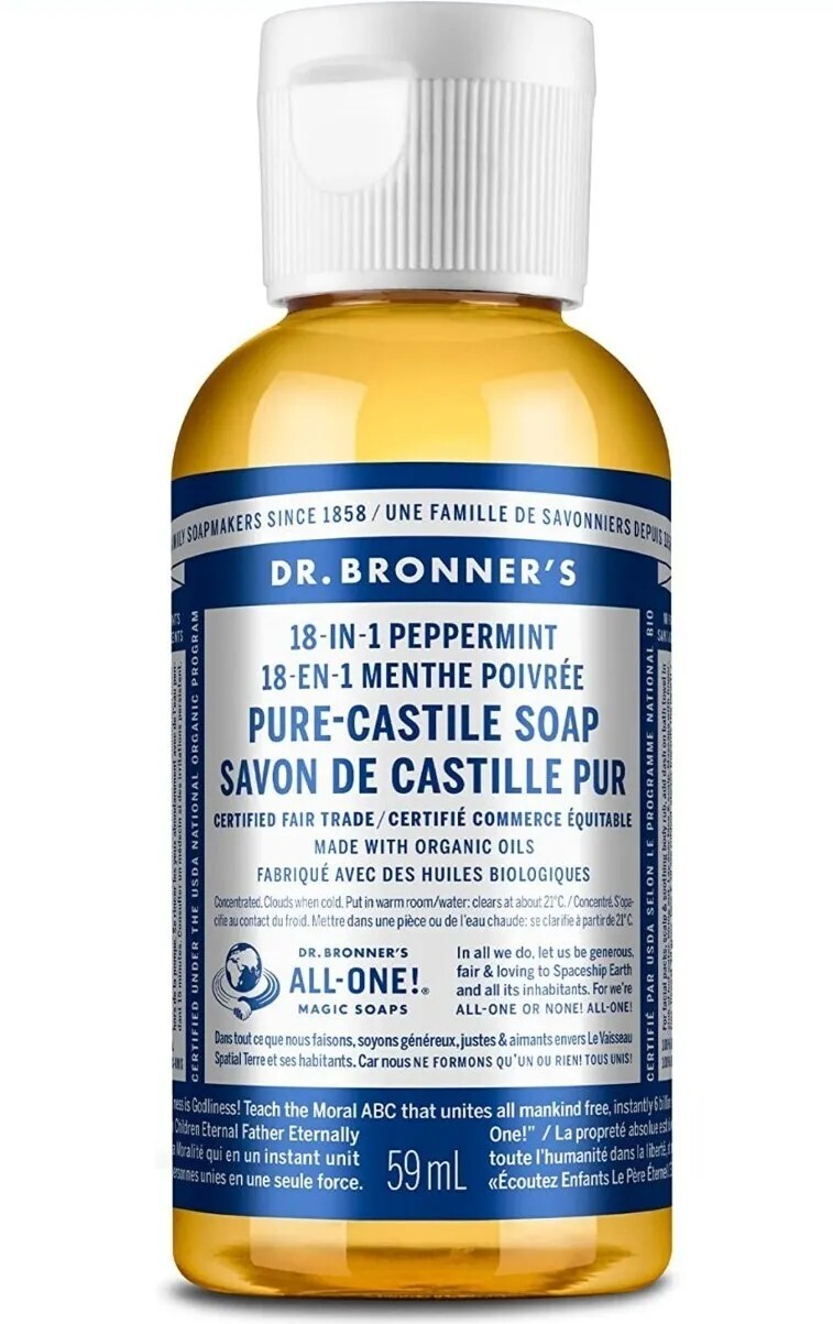 12x Dr. Bronner’s Soaps 18-in-1 Hemp Peppermint 2 fl oz Pure-Castile Soap