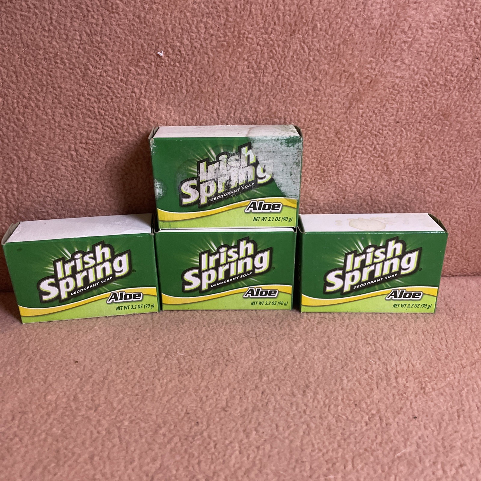 4 Irish Spring ALOE Deodorant Soap Bath Bar 3.2 oz SEALED Boxes NOS