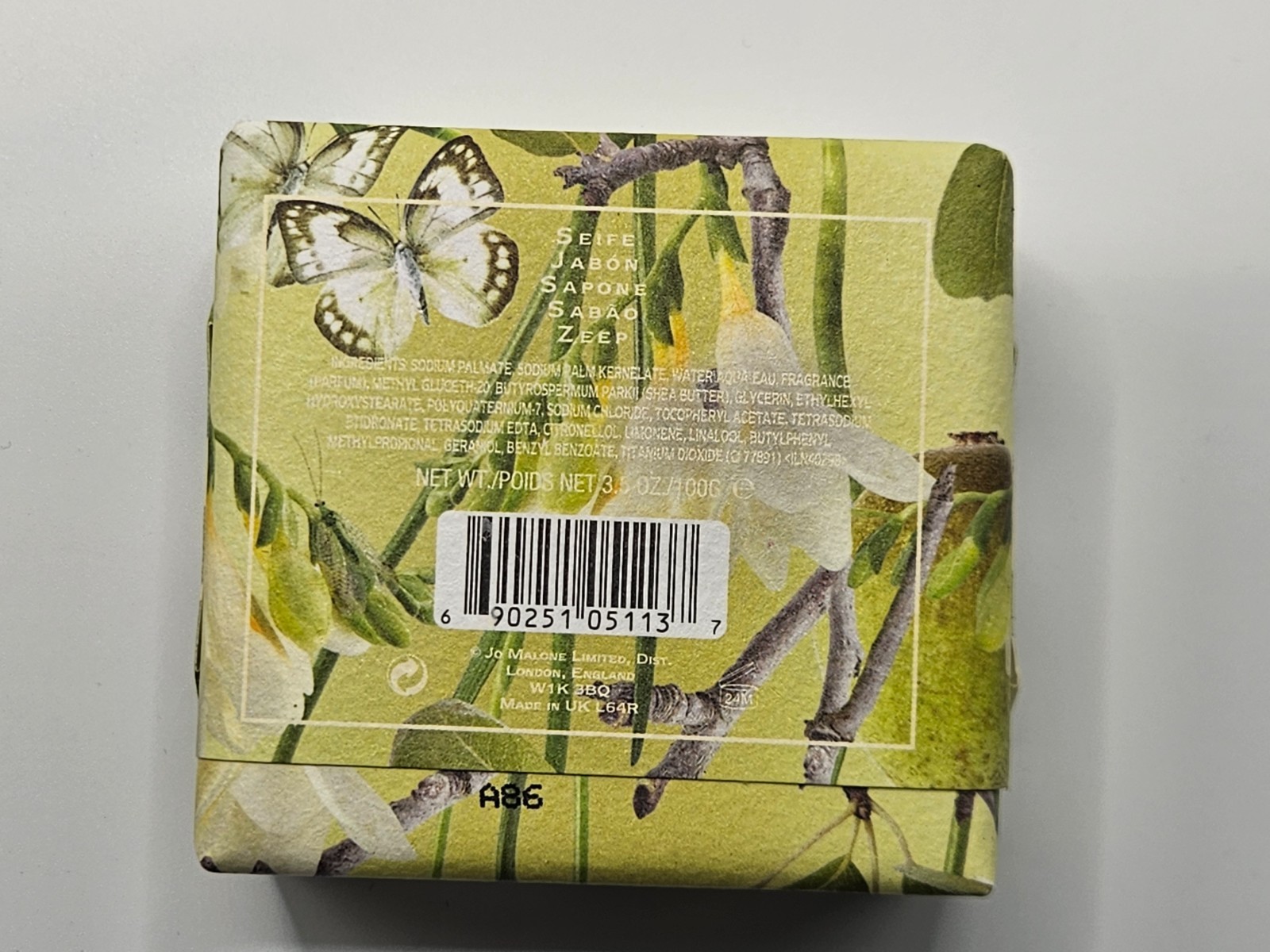 Jo Malone English Pear & Freesia Perfume Soap Savon 3.5 Oz Bar Soap Free Ship