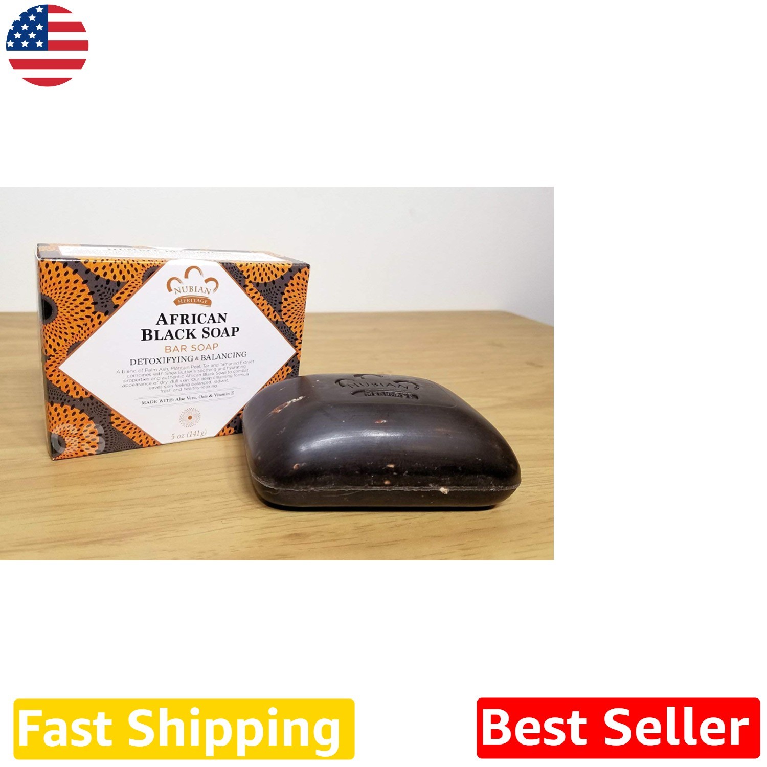 5oz African Black Soap Bar 12-Count – Natural, Organic, Vitamin E, Acne Relief