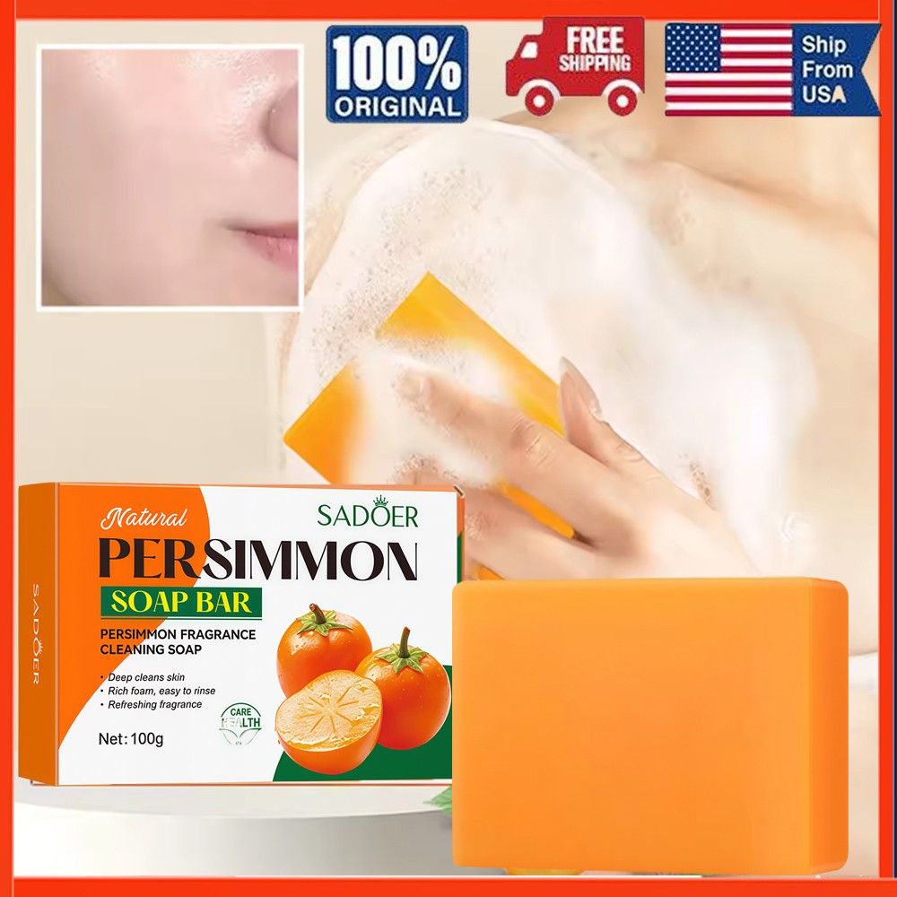 100g Persimmon Soap Bar for Body Odor Removal Handmade Soap for Face and Body