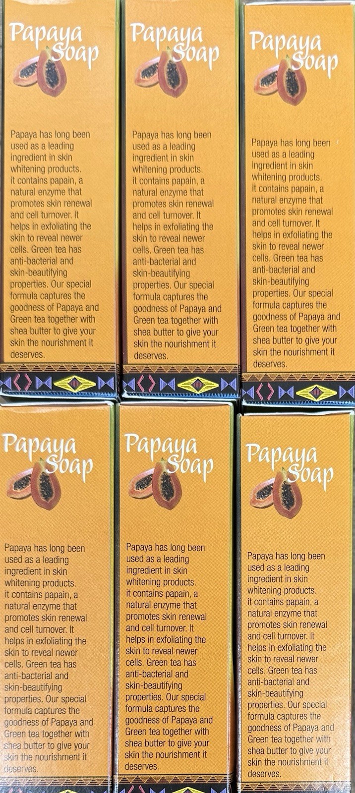 6 Bars Of Madina Papaya and Green Tea Soaps 3.5 oz 100% Vegan Based