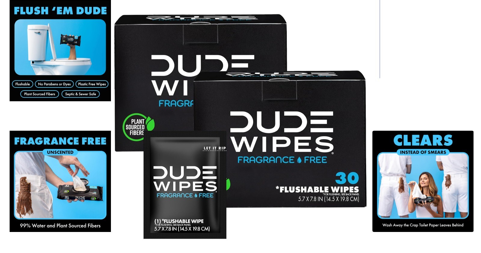 2 Pack Unscented Flushable Wipes – 60 Count – Aloe & Vitamin E Travel Essential