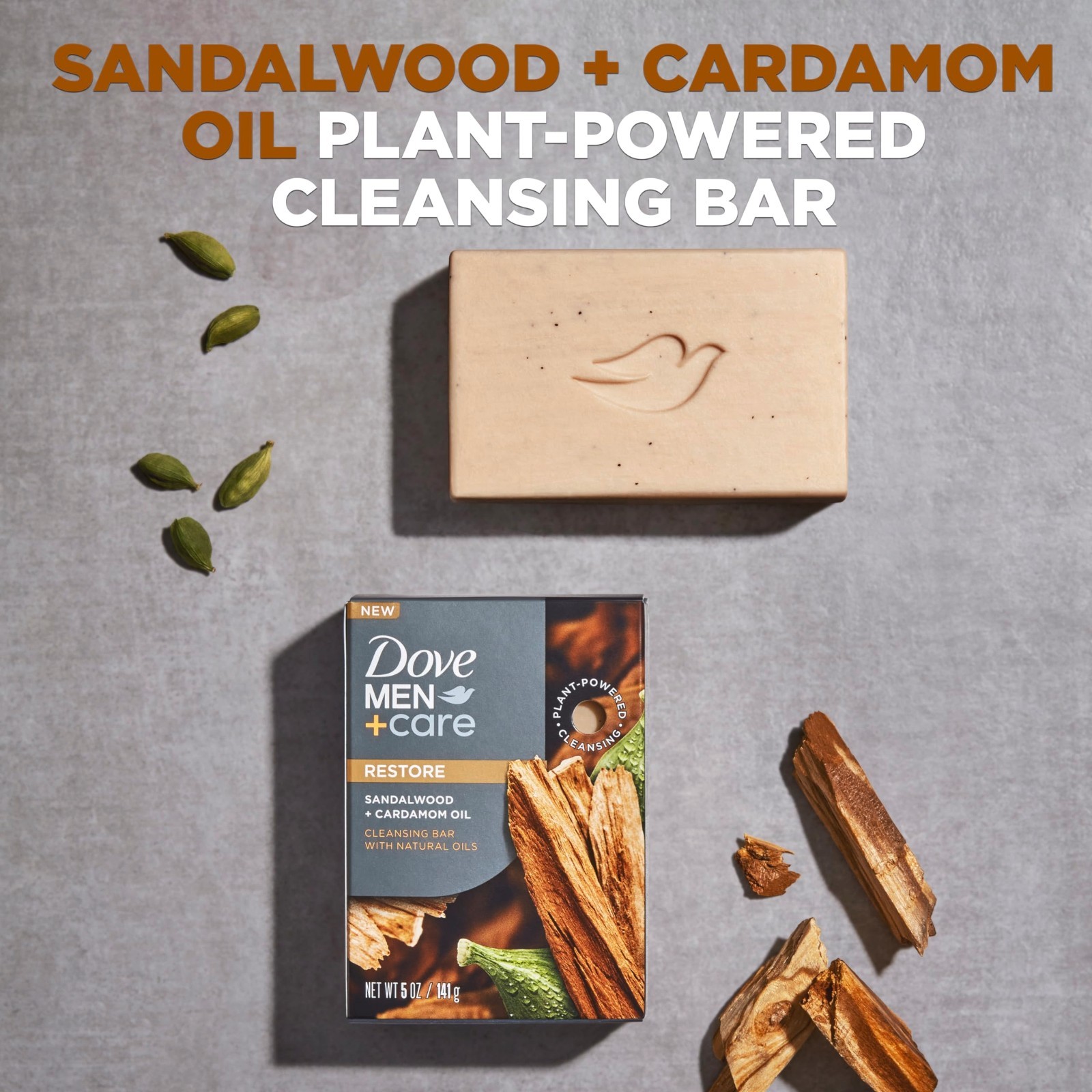 Sandalwood & Cardamom Oil Cleansing Bar Soap – 4 Pack, 4-in-1 Hair, Body, Face &