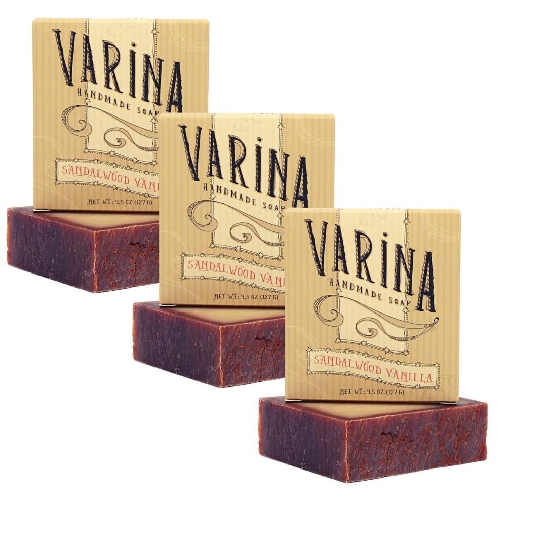 Varina Natural Sandalwood Vanilla Bar Soap – Gentle Cleansing for Sensitive S…