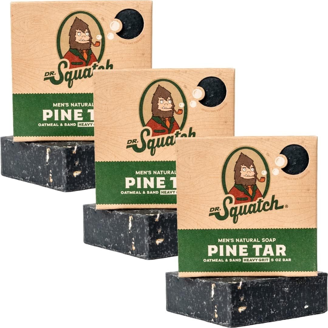 Dr. Squatch Natural Men’s Bar Soap – Cold Process 5 Ounce (Pack of 3), red